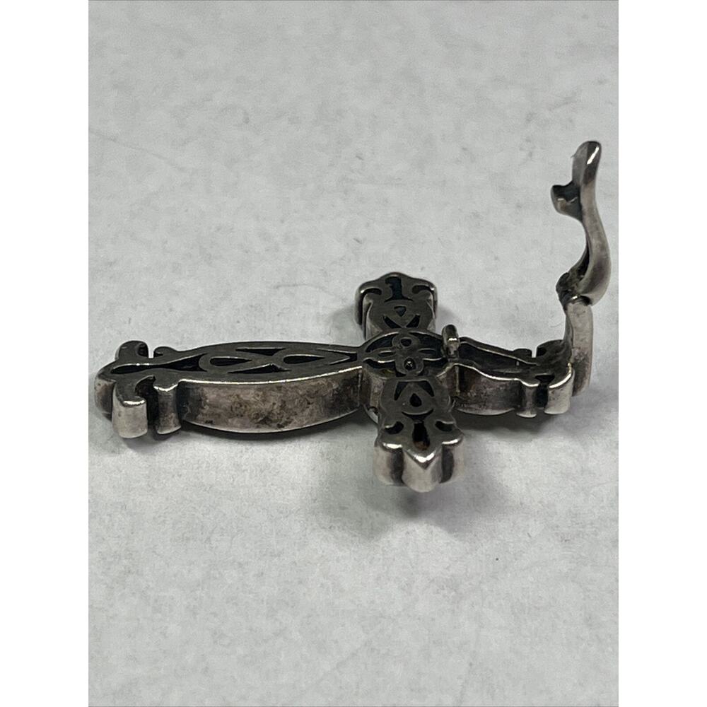 EFFY 18k And Sterling Silver Cross Crucifix Pendant Faux Pearl No Necklace RARE - Picture 11 of 12